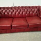 Sofa chesterfield convertible red leather