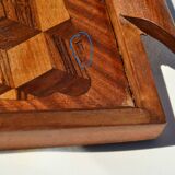 Plateau en bois ancien marqueterie