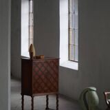 Swedish Grace, Geometric Oak Armoire, Thysells Furniture, Art Deco, 1940s