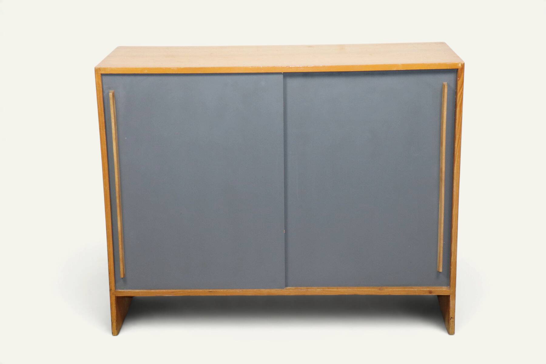 Vintage wooden sideboard with sliding doors – 1960s