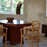 Set of 6 sculptural vintage bamboo dining chairs, modern Danish design, made in the 1960s.