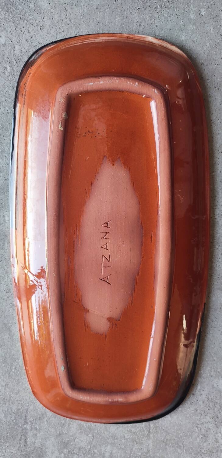 Elongated platter signed Thomas Buxó, Atzana workshop, modernist ceramics