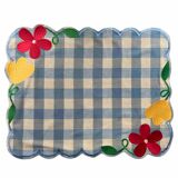 Vichy fleur placemat blue