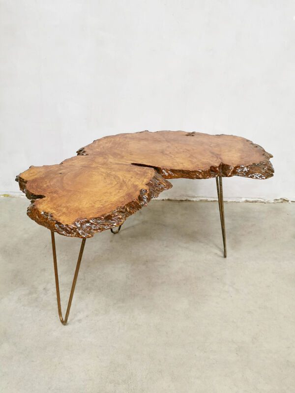 table d’appoint vintage en tronc d’arbre table basse
