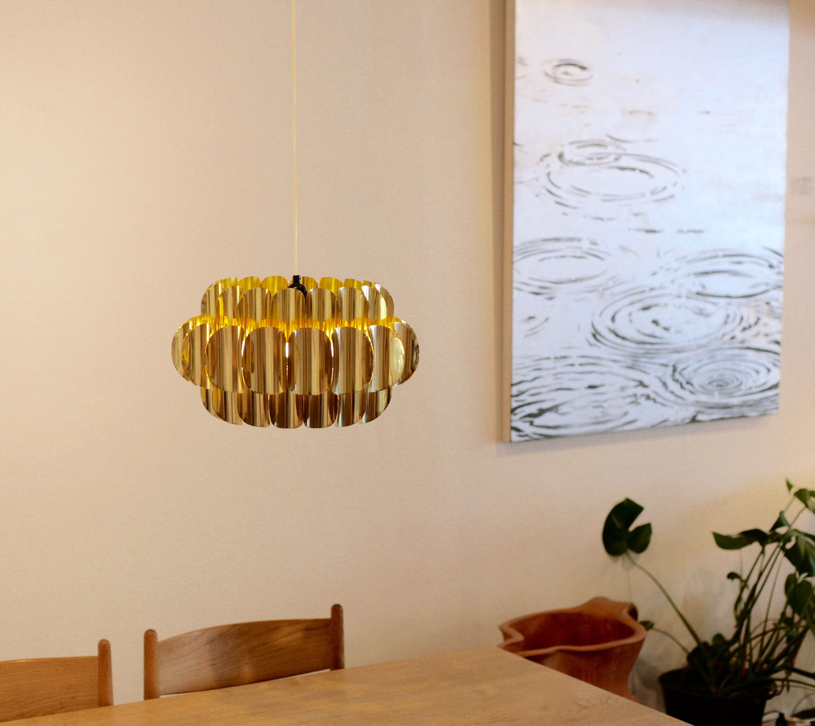 Brass ceiling lamp by Werner Schou, Denmark