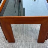 Afra and Tobia Scarpa wood and smoked glass coffee table