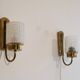 Pair of vintage wall lamp in brass and glass
