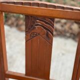 Art deco chair in solid wood and burgundy fabric