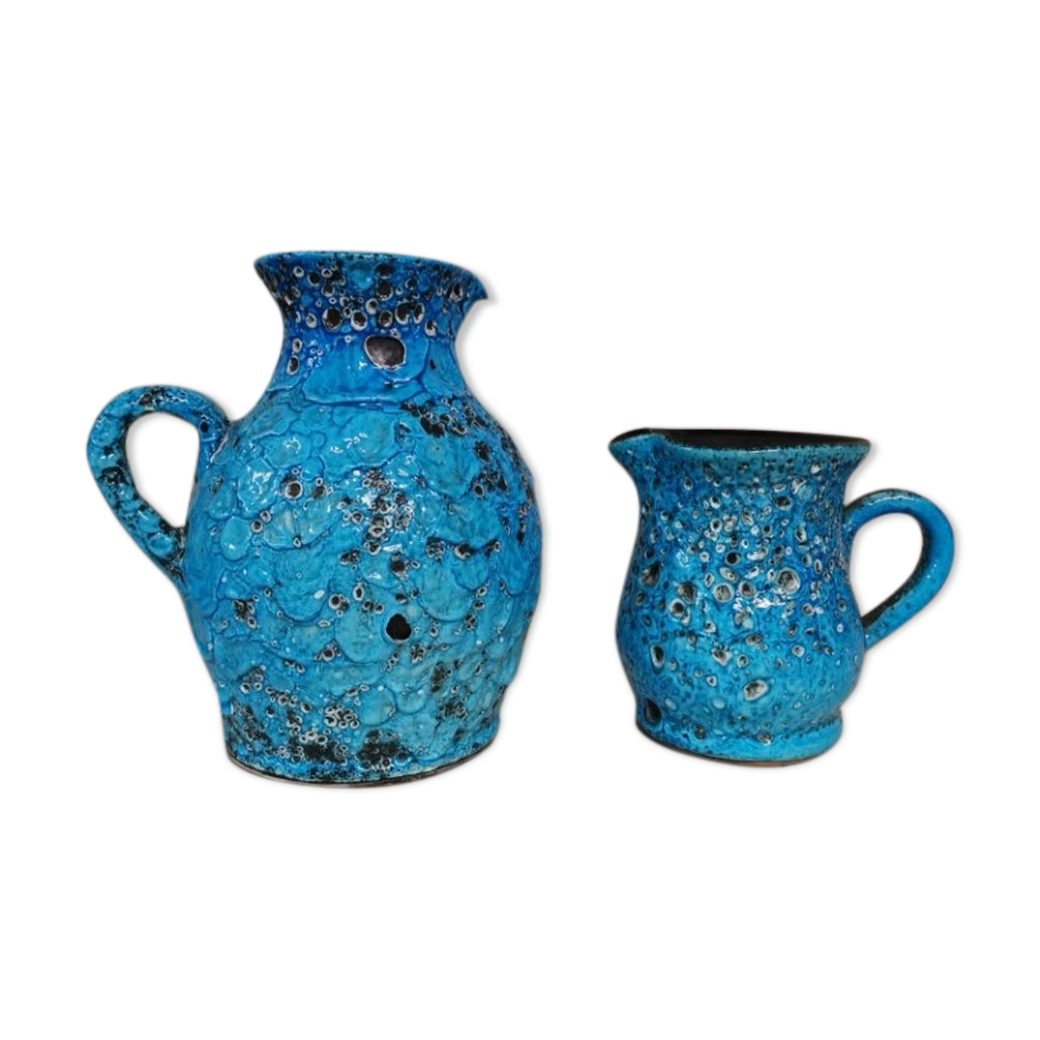 Lot of 2 vintage pitchers in Vallauris earthenware