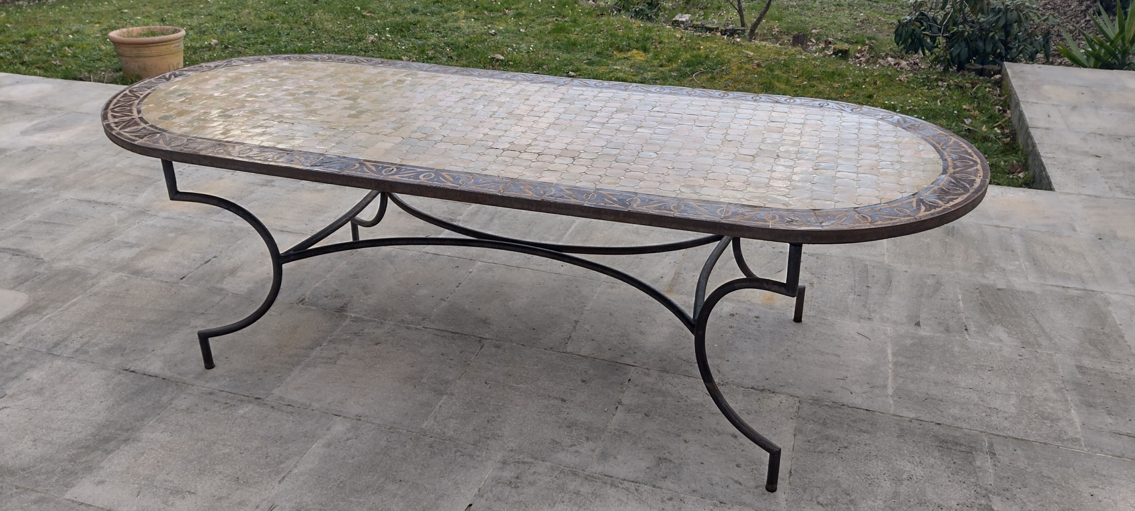 Zellige table in Moroccan mosaic