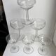 Set of 6 small champagne glasses in crystal engraved 50s