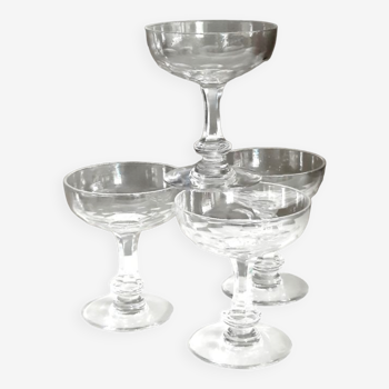 Set of 4 champagne glasses in crystal St Louis model Caton