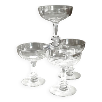 Lot de 4 coupes à champagne en cristal St Louis modèle Caton