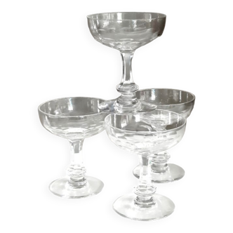 Set of 4 champagne glasses in crystal St Louis model Caton