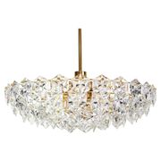 Impressive brass and crystal glass chandelier by Kinkeldey, Germany, 1970s.