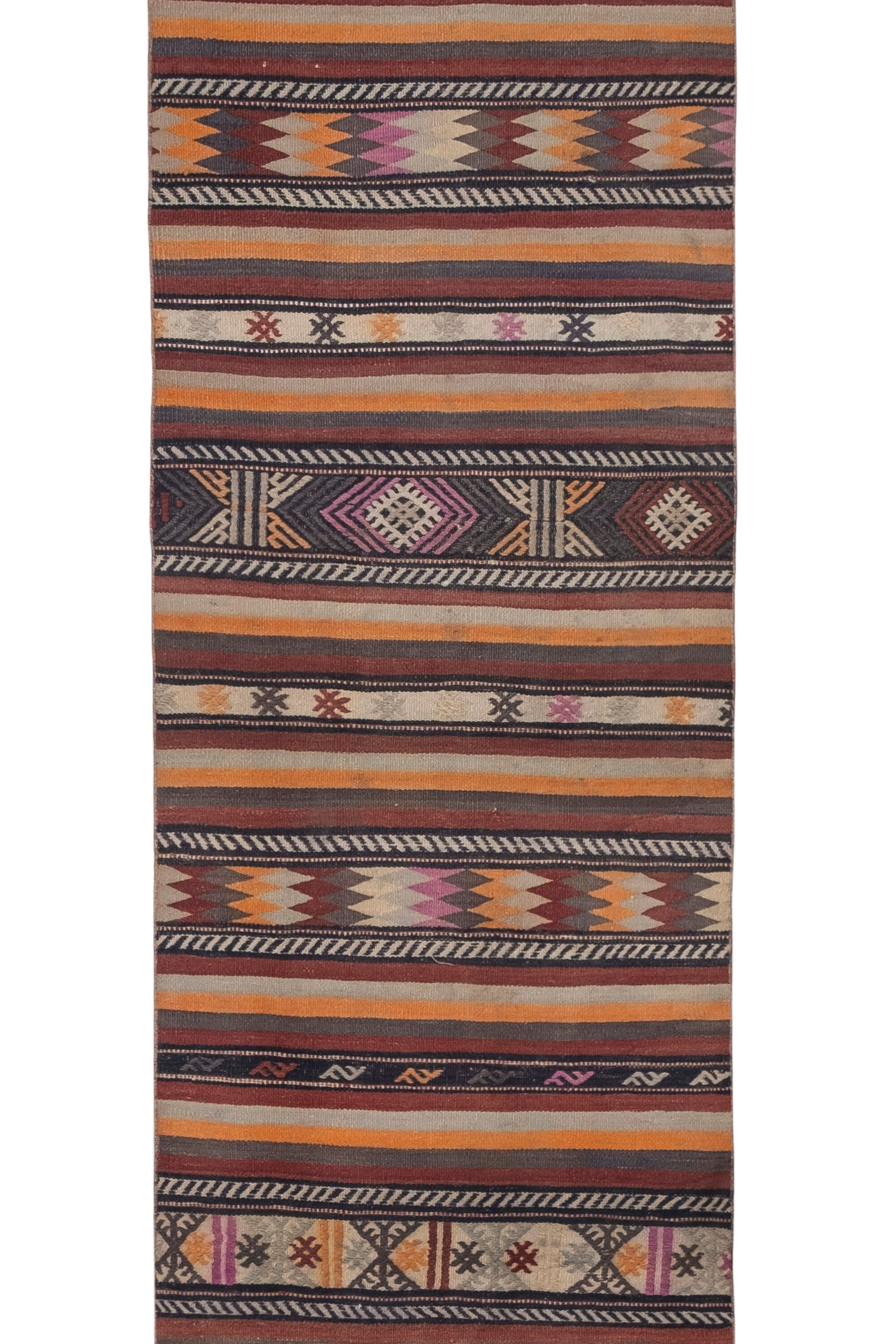 Turkish kilim runner with modern design, boho nomadic stair runner 80 x 512 cm