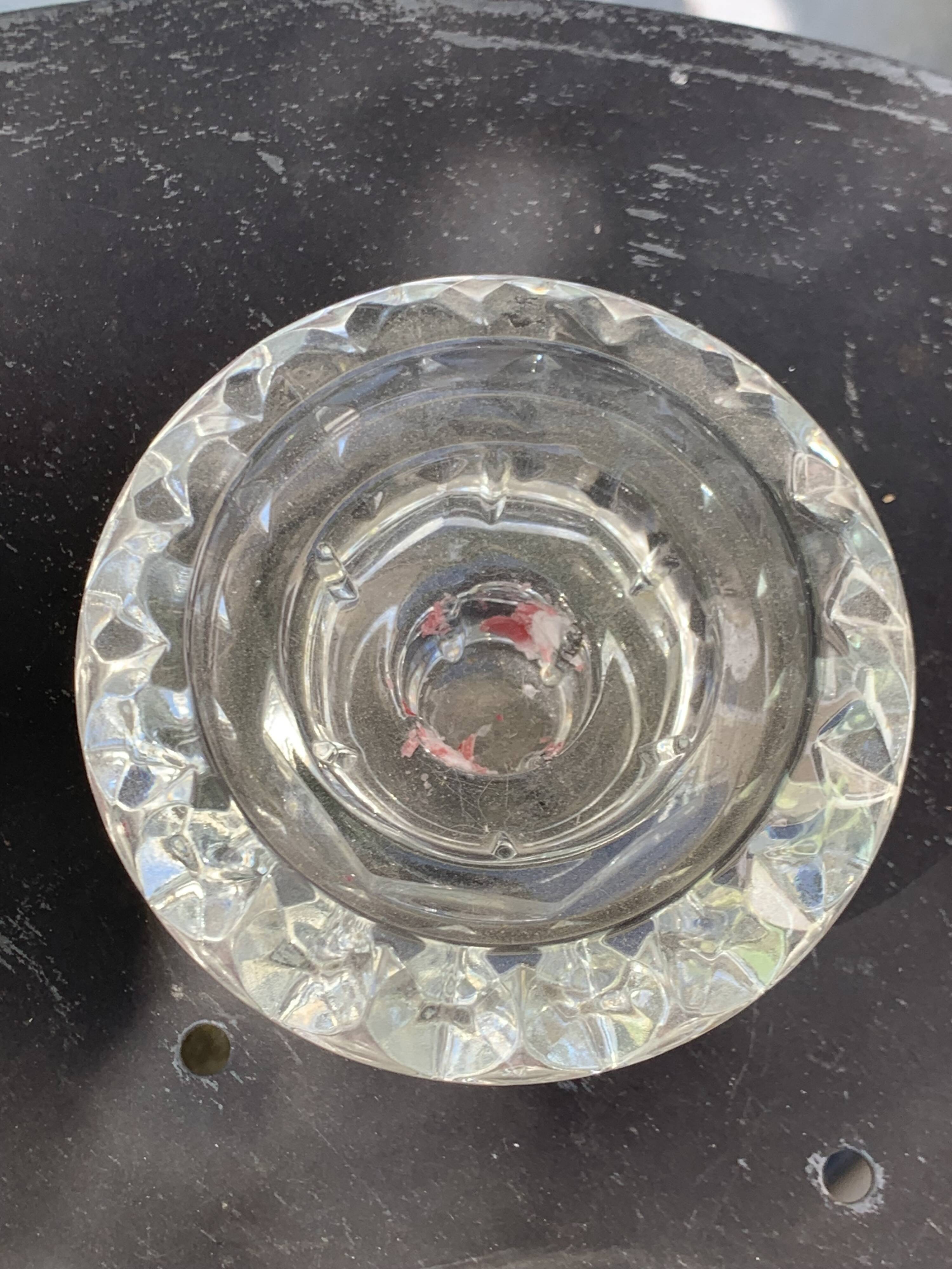 Set of 3 glass and crystal candle holders, Arques crystal, vintage