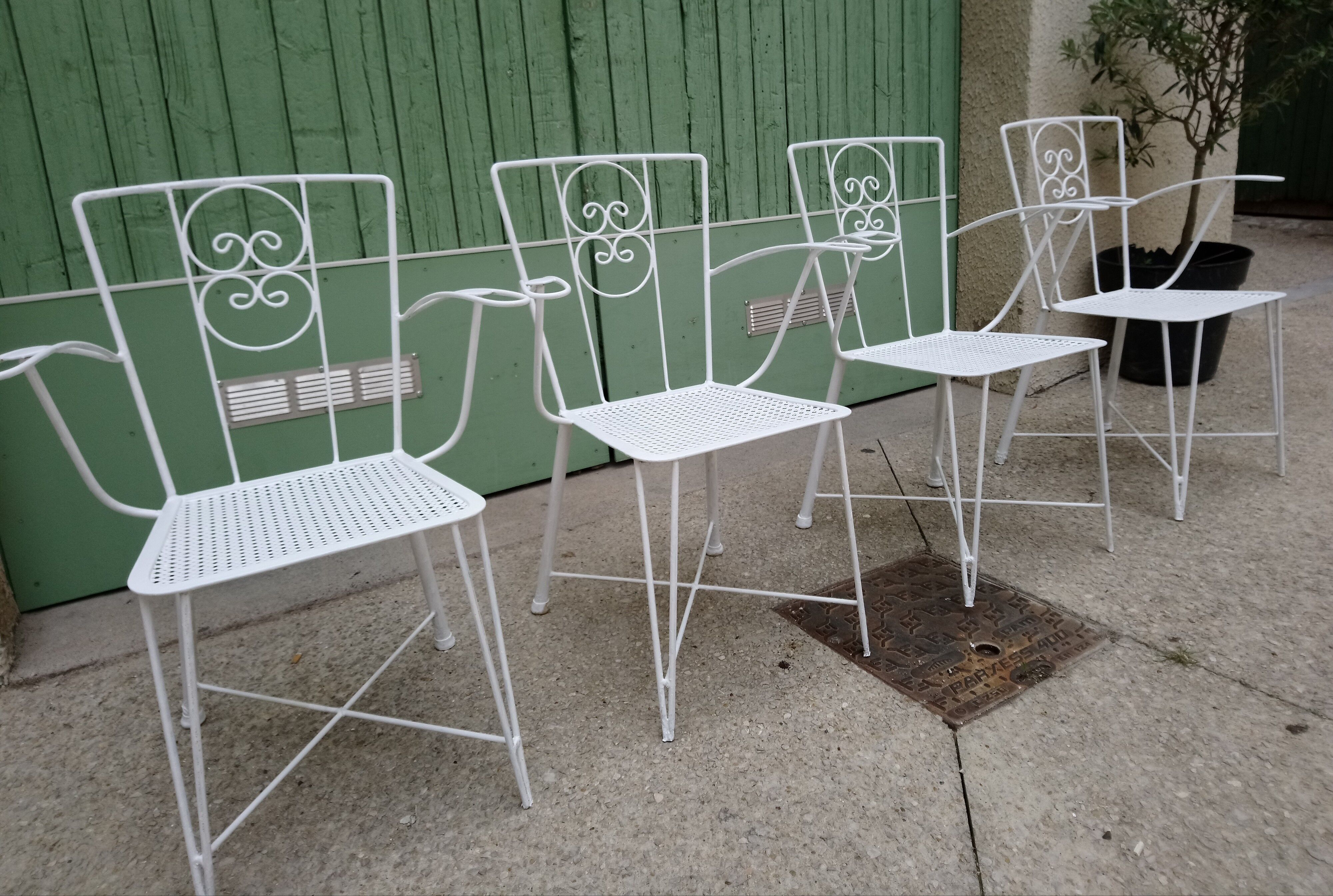 Garden set in wrought iron  60s 70s