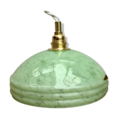 Suspension vintage lampshade in green Clichy glass