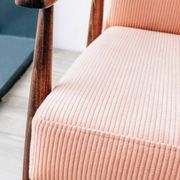 Vintage armchair velours côtelé flaming rosé 1970 design by H.Lis