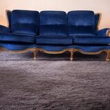 Vintage blue baroque sofa / three-seater / armchair