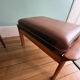 Ottoman tabouret teck et cuir scandinave vintage