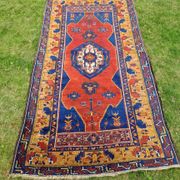 Turkish YAHYALI vintage anatomy rug handmade in wool - 131 x 227
