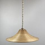 Pencil Reed Rattan Bamboo Hanging Pendant Lamps, Italy, 1970s, Set of 2