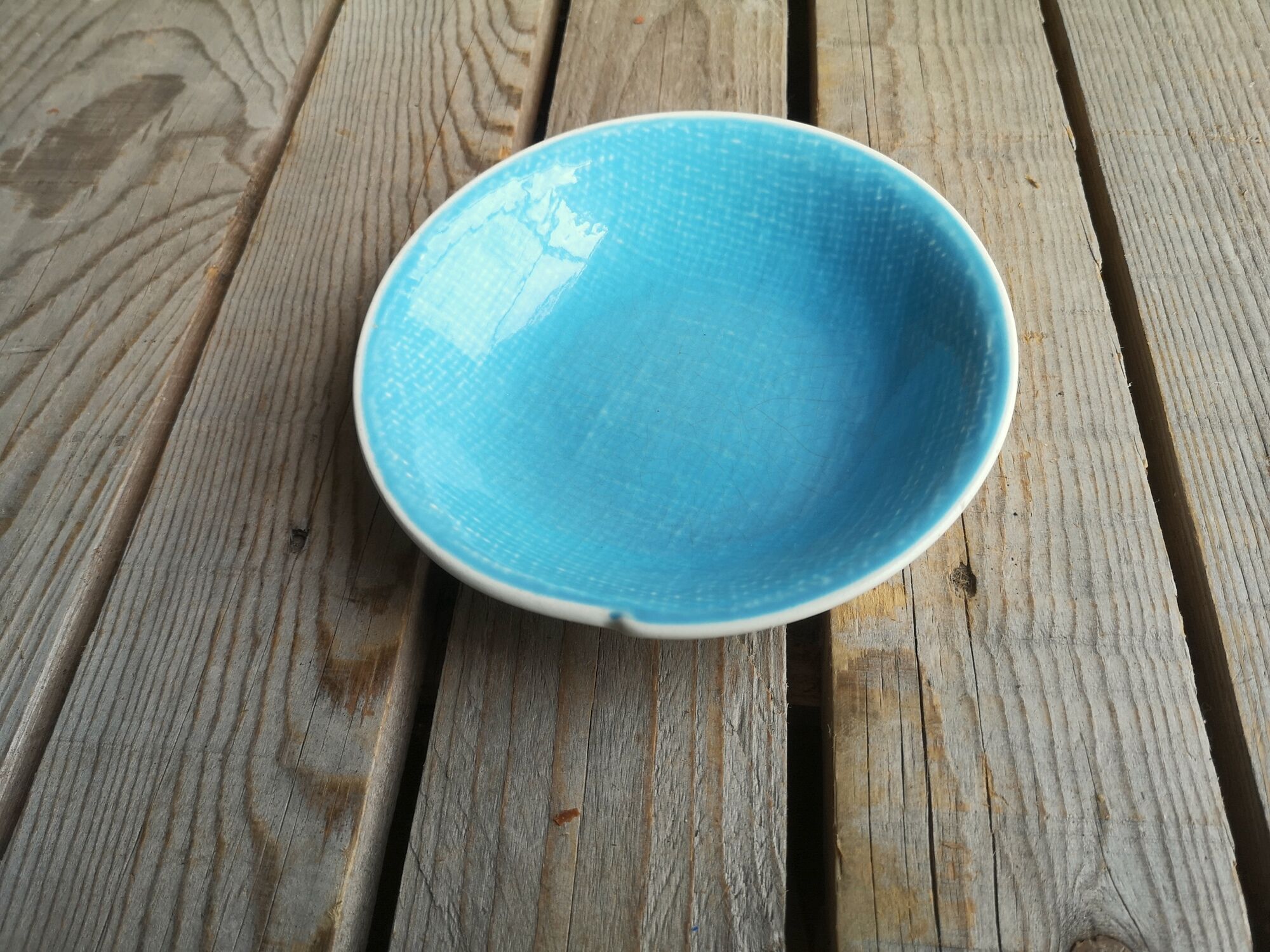 Blue Saucer in Faience from Salins Collection Deauville