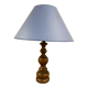 Lampe en bois tourné vintage avec abat jour bleu