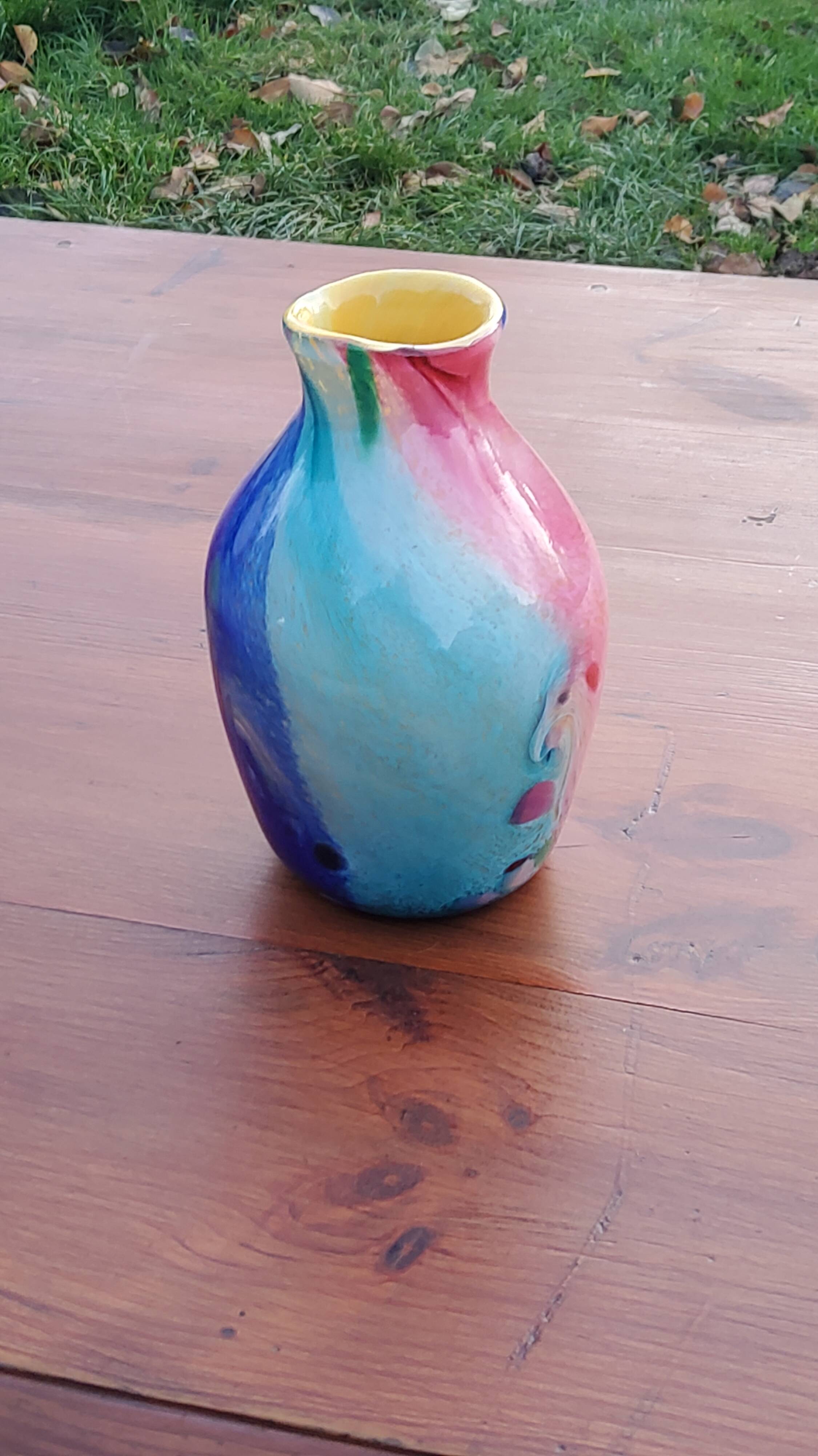 Multicolored Murano blown glass vase from the 70s