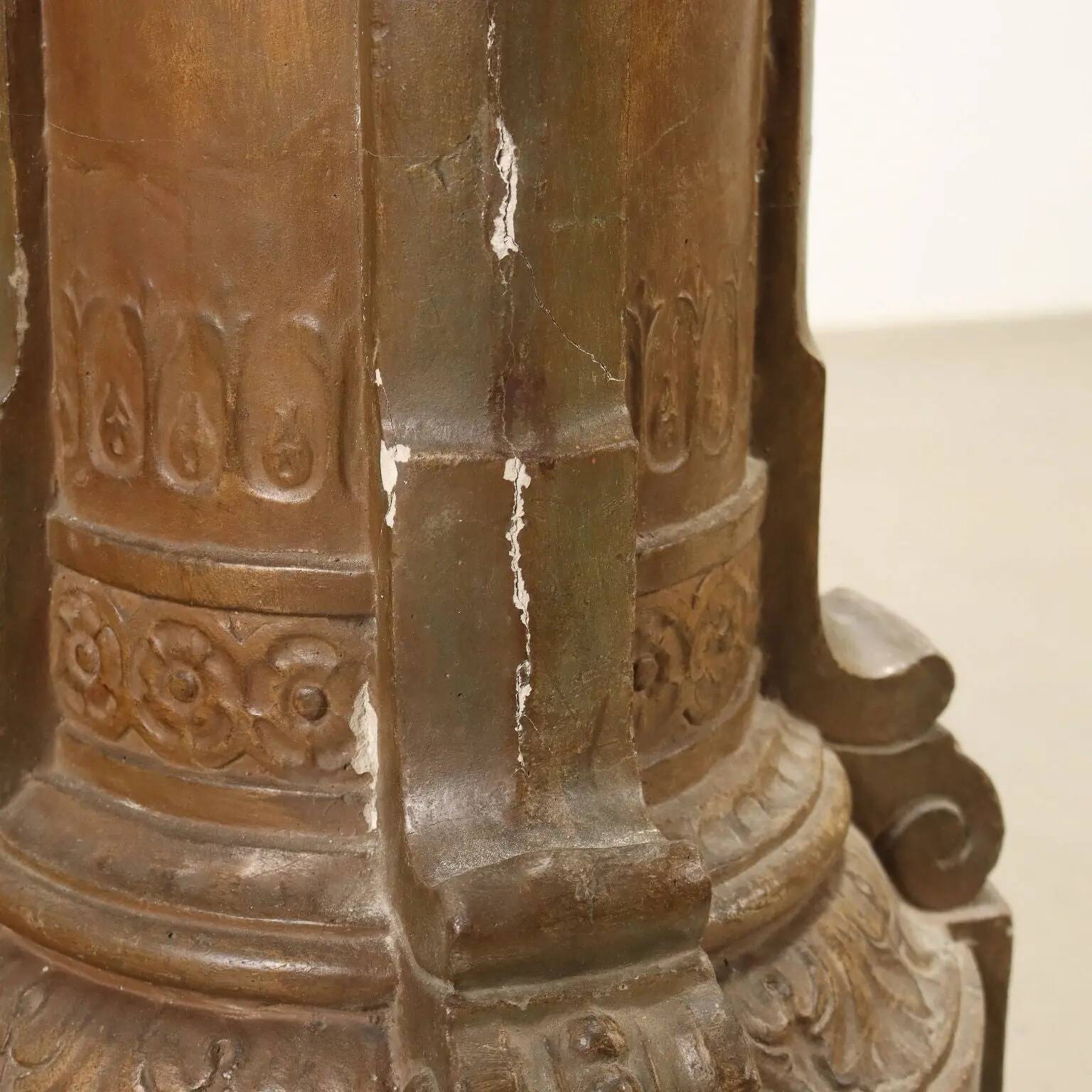 Old classical style column in painted terracotta, Italy, 19th century.