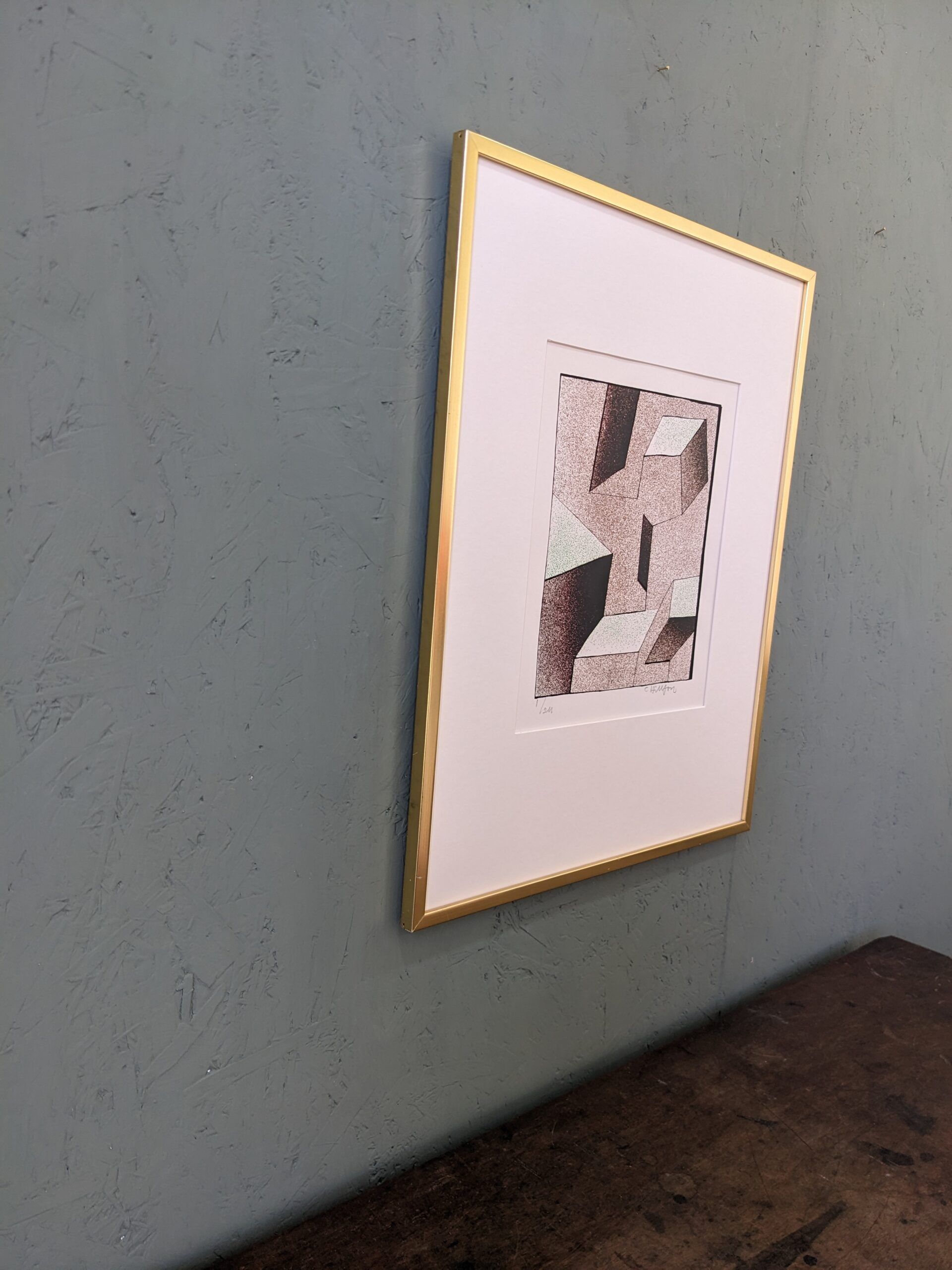 Mid-Century Modern Swedish Signed Lithography by Curt Hillfon (1/211) "Kinetic Shapes"