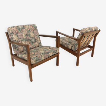 Set de 2 fauteuils scandinave en teck, Karl Erik Ekselius, JOC, Suède, 1960