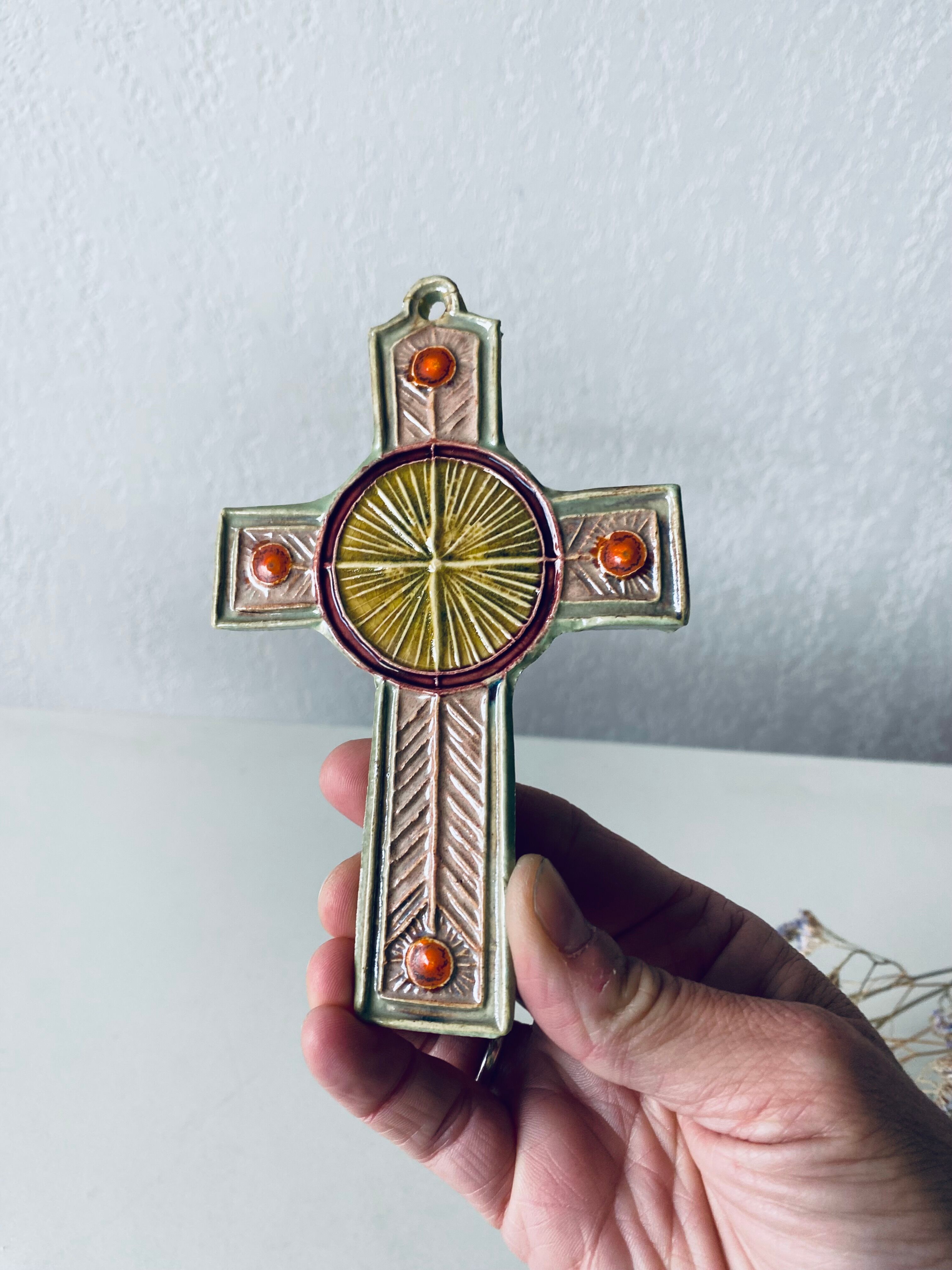 Ceramic wall cross signed Taburet