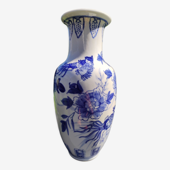 Vase balustre asiatique/chinois en céramique émaillé