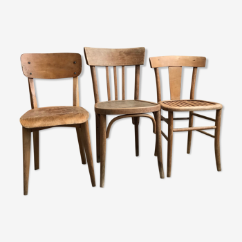 Set de 3 chaises en bois