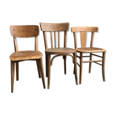 Set de 3 chaises en bois