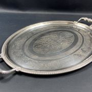 Very large silver metal serving tray christofle malmaison model
