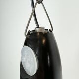 Industrial soviet white enamel pendant lamp, 1960s