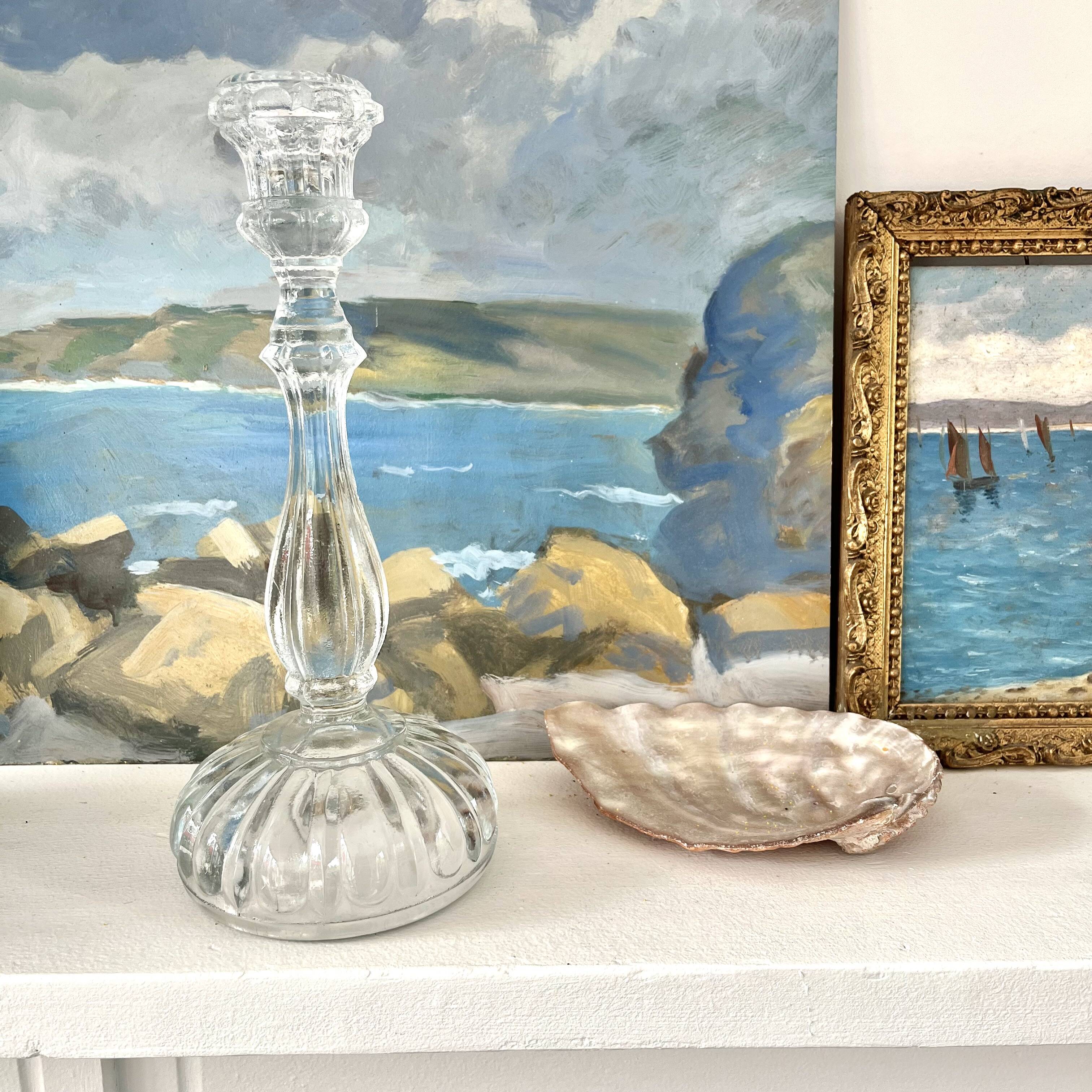 Thick molded glass candle holder