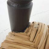 Vintage rattan and wooden stool, France, 1960's