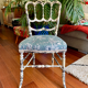Chaise Napoléon III restaurée bleu gris floral