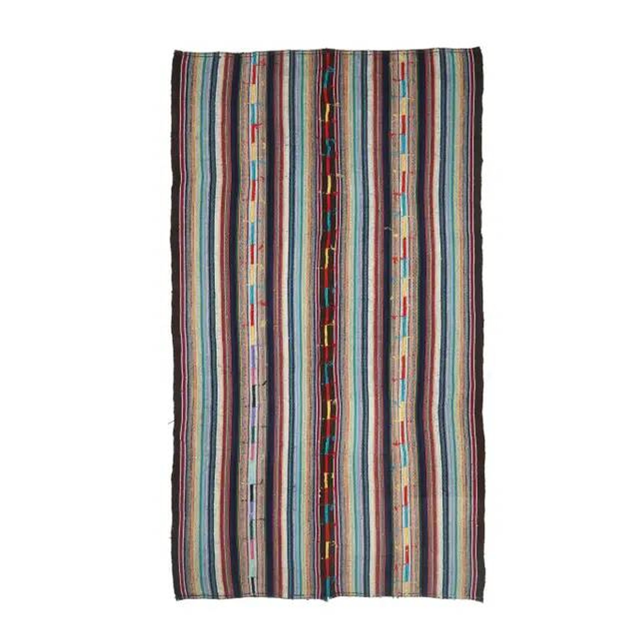 Vintage Turkish Oushak Handmade Wool Cotton Blue Kilim Area Rug 175x317