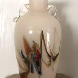 Vase type amphora in blown glass and artistic inclusion 20.5 cm
