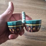 Enamelled ceramic salt cellars HB Henriot Quimper