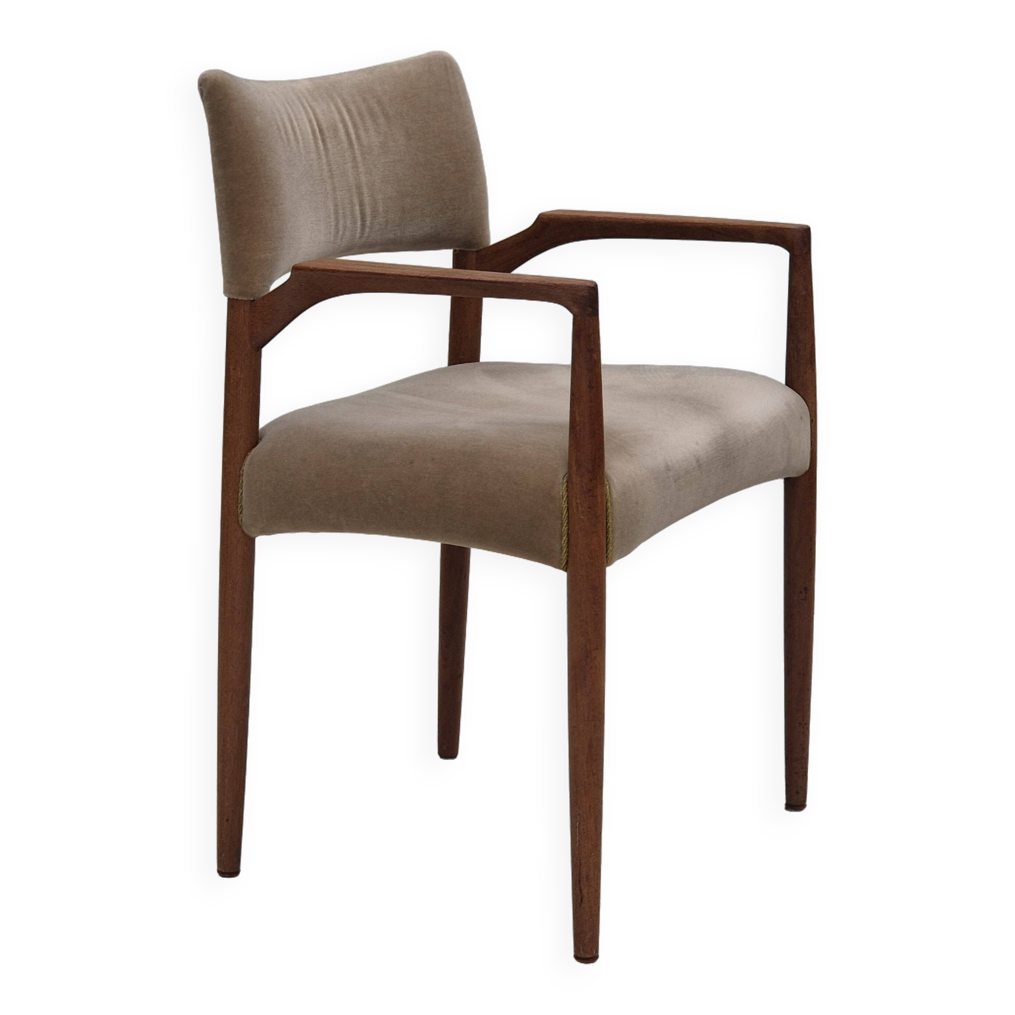 1960s, Danish chair, solid teak wood, furniture velour.