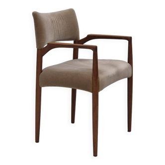 1960s, Danish chair, solid teak wood, furniture velour.