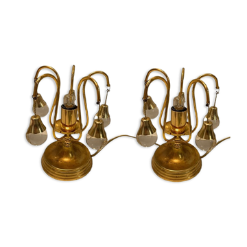 Brass crystal table lamps