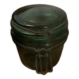 Old glass jar green color